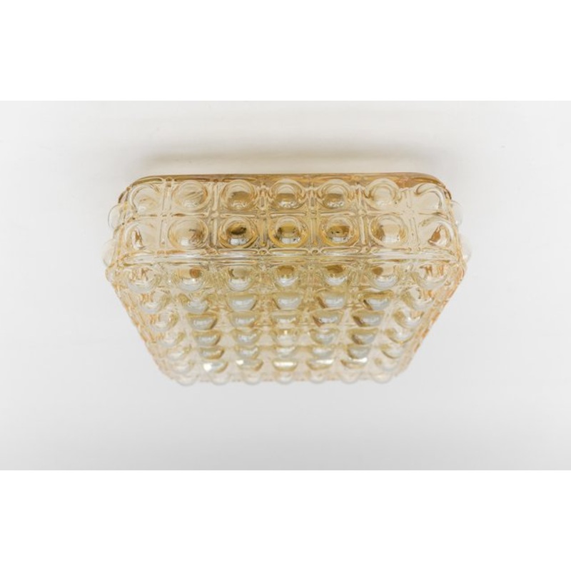 Large Amber Bubble Glass Flush Mount Lamp by Helena Tynell, Germany, 1960s for sale at Pamono