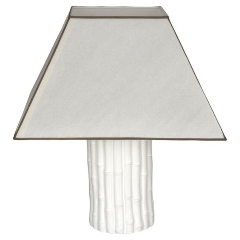 Mid-Century Italian White Ceramic and Faux Bamboo Table Lamp by Tommaso Barbi, 1970s for sale at Pamono