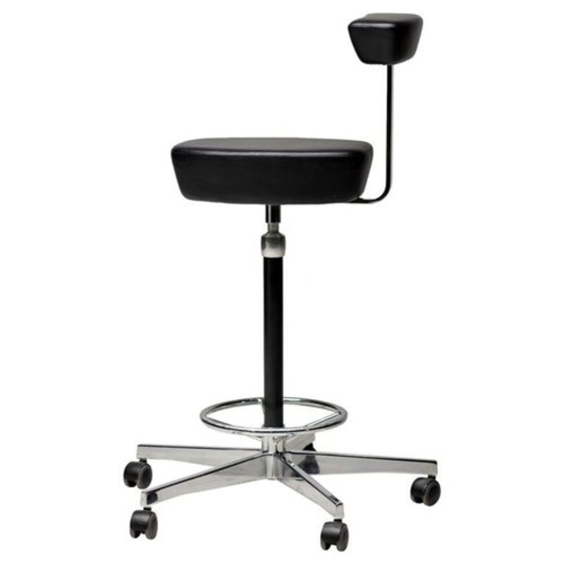 Perch Stool in Black Leather by George Nelson and Robert Propst, 2008 for sale at Pamono