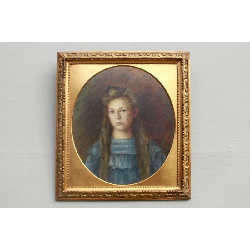 South German Artist, Portrait of a Girl, 1890s, Oil on Cardboard, Framed for sale at Pamono