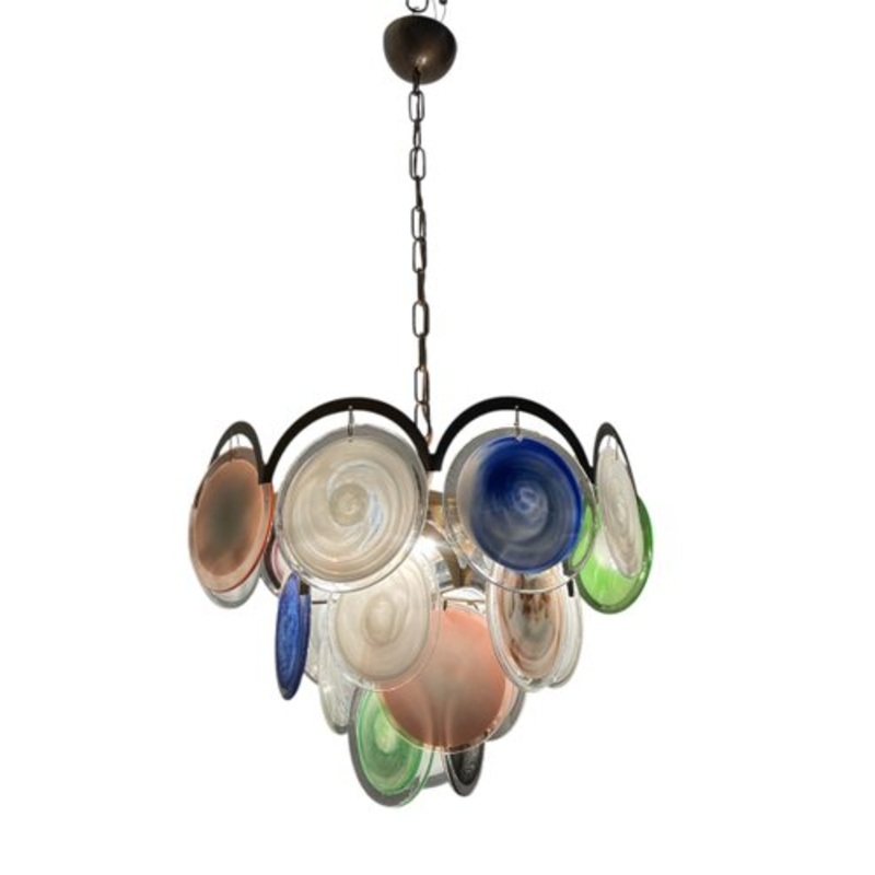 Space Age Murano Glass Disc Chandelier, 1970s for sale at Pamono