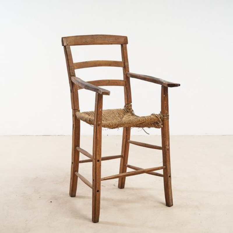 Tall Vintage Straw Chair for sale at Pamono