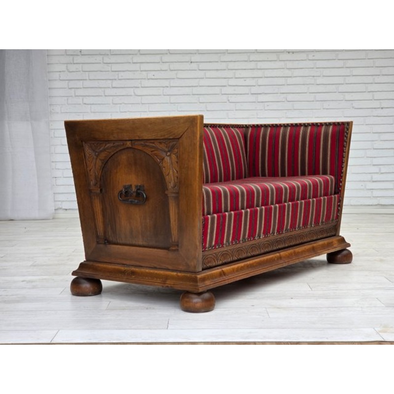 Vintage Danish Two-Seater Sofa in Wool and Oak, 1960s for sale at Pamono