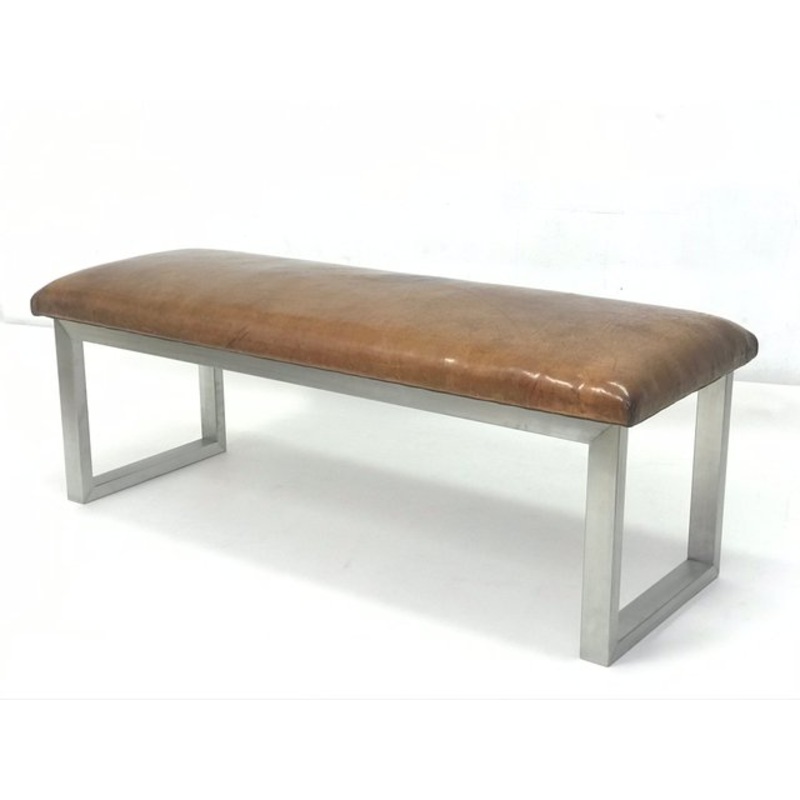 Vintage Leather Bench,1940s for sale at Pamono