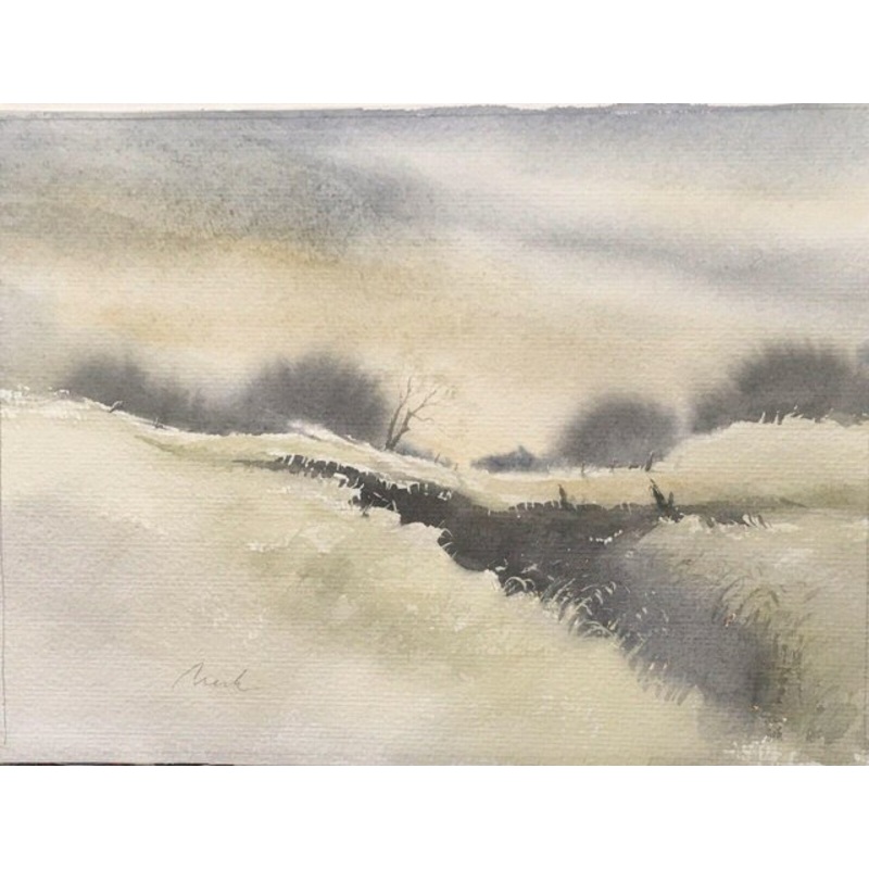 Werner Roger, Winter Landscape, 1944-2015, Watercolor for sale at Pamono