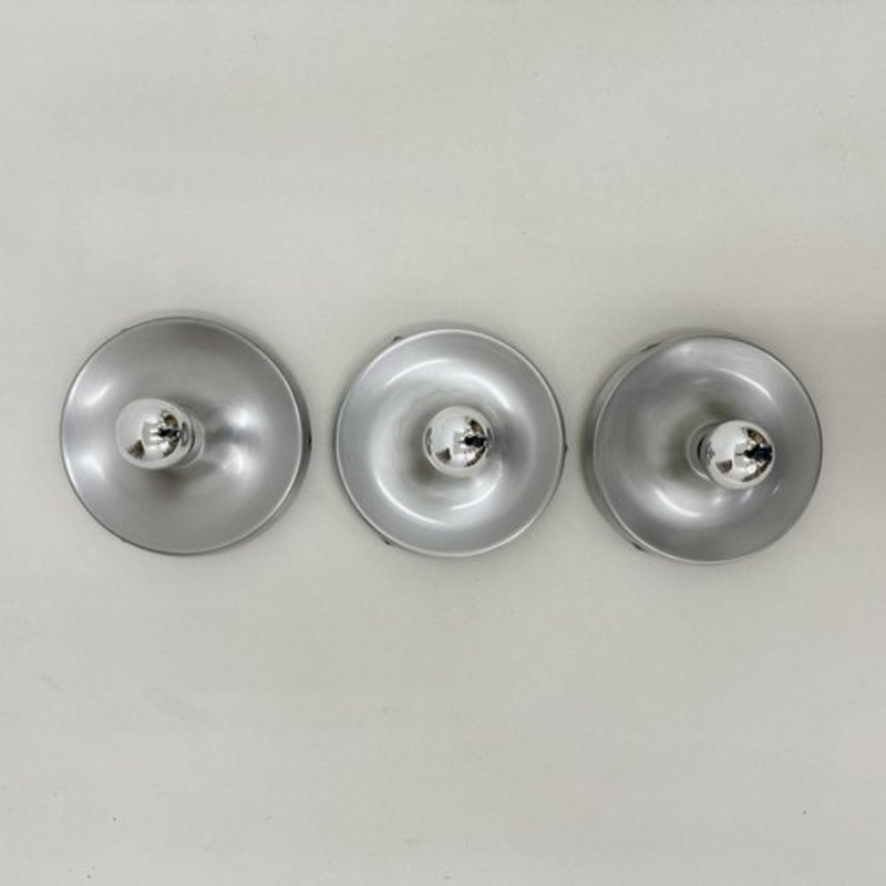 Aluminium Disc Wall Sconces, 1970s, Set of 3 for sale at Pamono