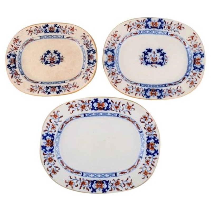 Antique Dishes in Hand-Painted Faience from Mintons, England, Set of 3 for sale at Pamono