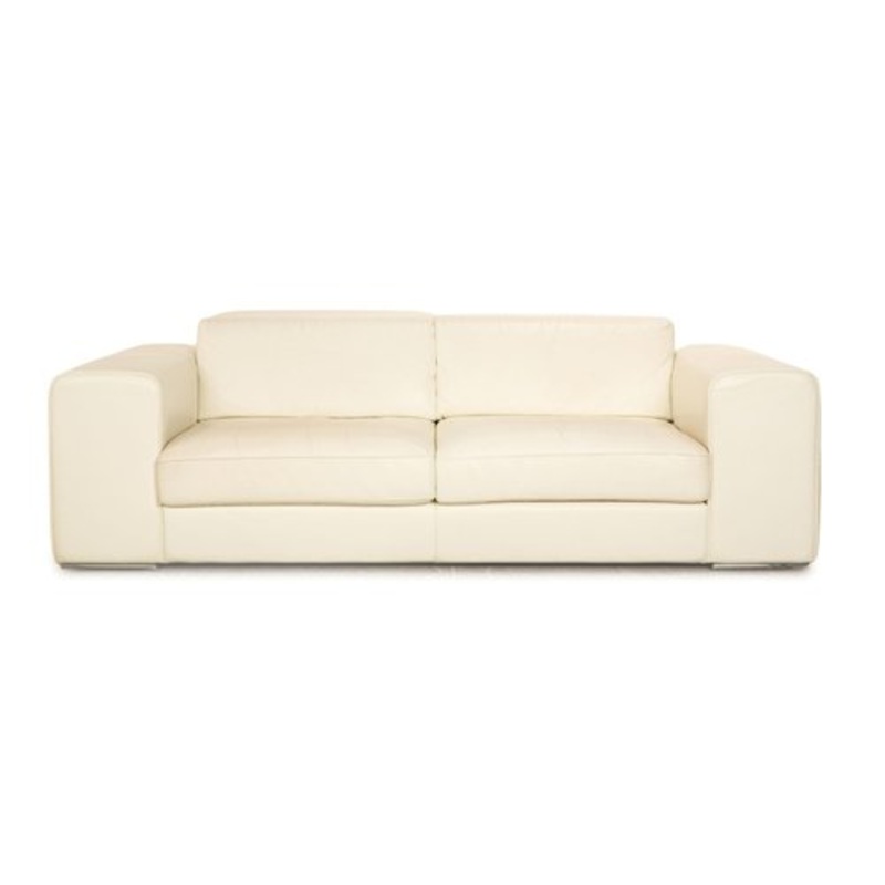 Avenue Leather Two Seater Cream Sofa from Who’s Perfect for sale at Pamono