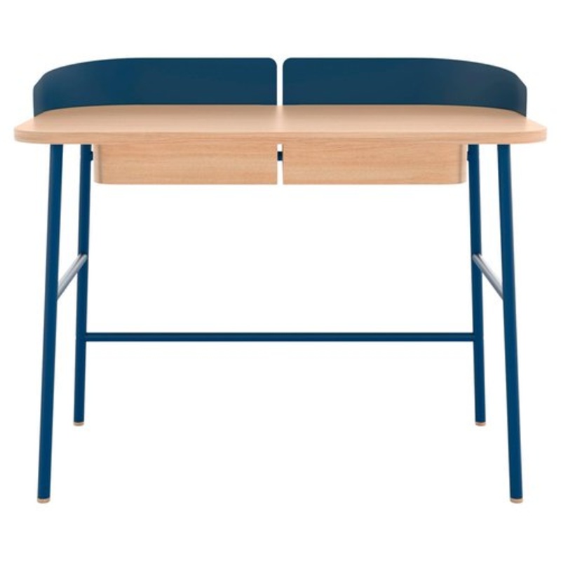 Blue Metal Victor Desk in Natural Oak by Harto for sale at Pamono
