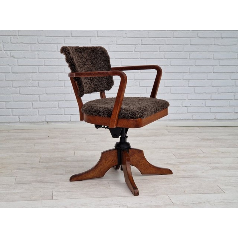 Danish Lambskin Swivel Chair with Tilt Function from Ehapa Mbelfabrikken, 1940s for sale at Pamono