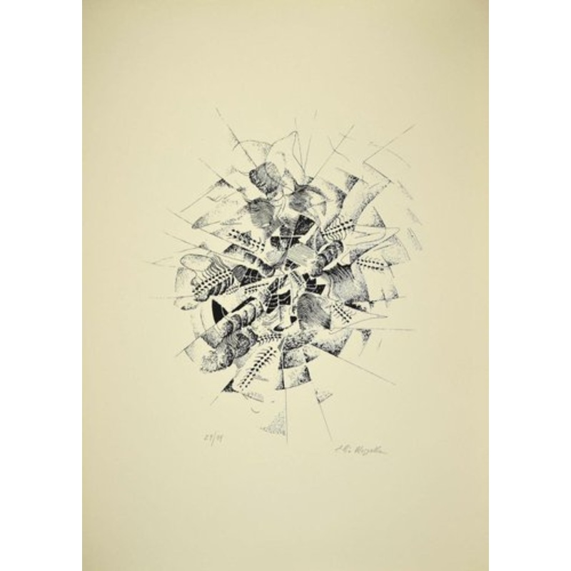 Elio Mazzella, Composition, Lithograph, Late 20th Century for sale at Pamono