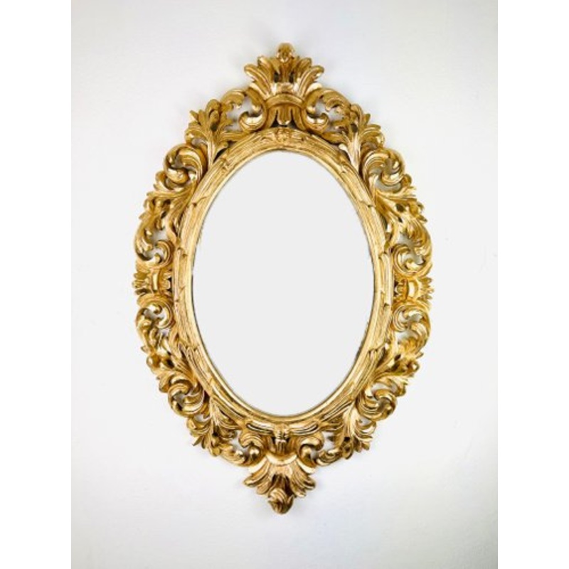 Florentine Gold Oval Mirror for sale at Pamono
