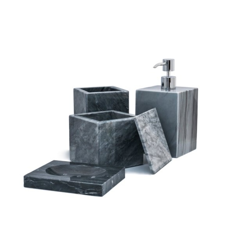 Grey Bardiglio Marble Bathroom Set from FiammettaV Home Collection, Set of 4 for sale at Pamono