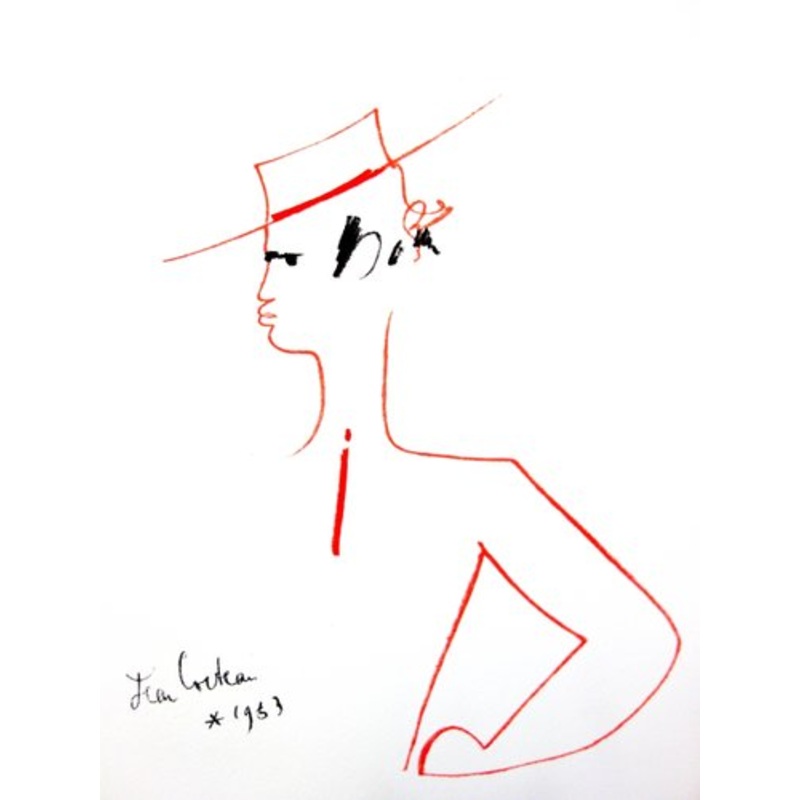 Jean Cocteau – Man with Hat – Original Lithograph 1965 for sale at Pamono