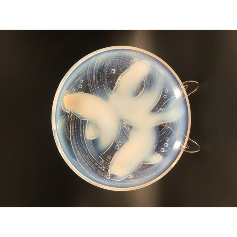 Large Art Deco Opalescent Bowl with Fishes from d’Avesn, France, 1930s for sale at Pamono