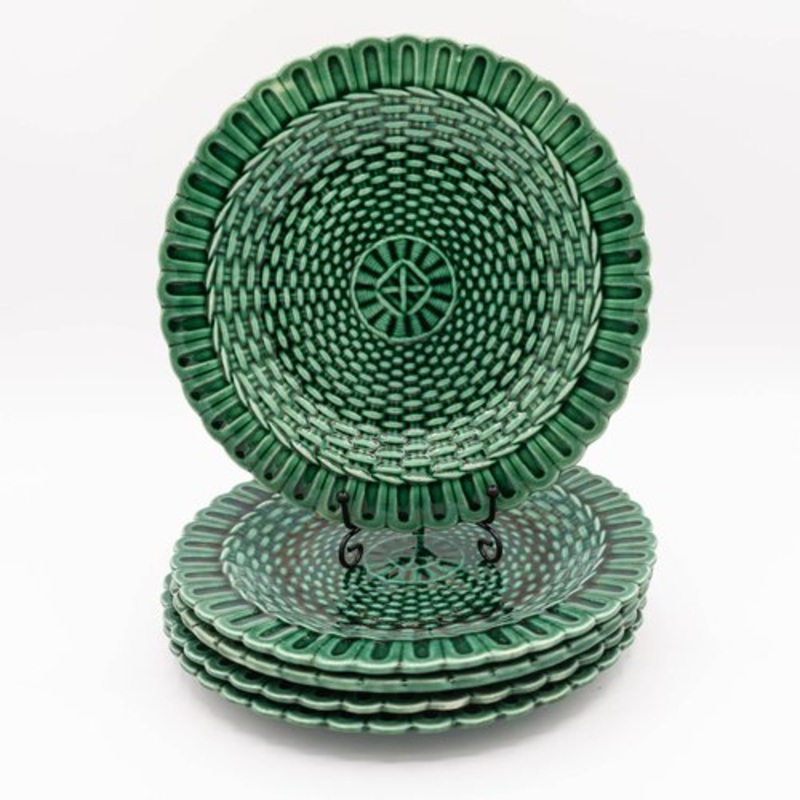 Majolica Plates Basket in Wedgwood, 1870s, Set of 5 for sale at Pamono