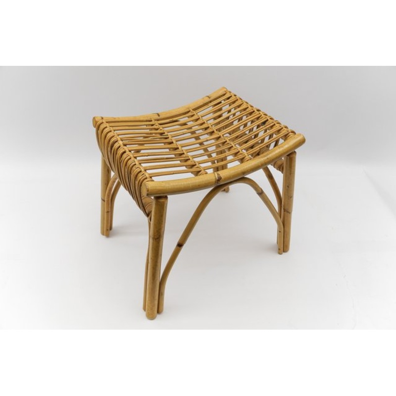 Mid-Century Modern Rattan Stool, Italy, 1950s for sale at Pamono