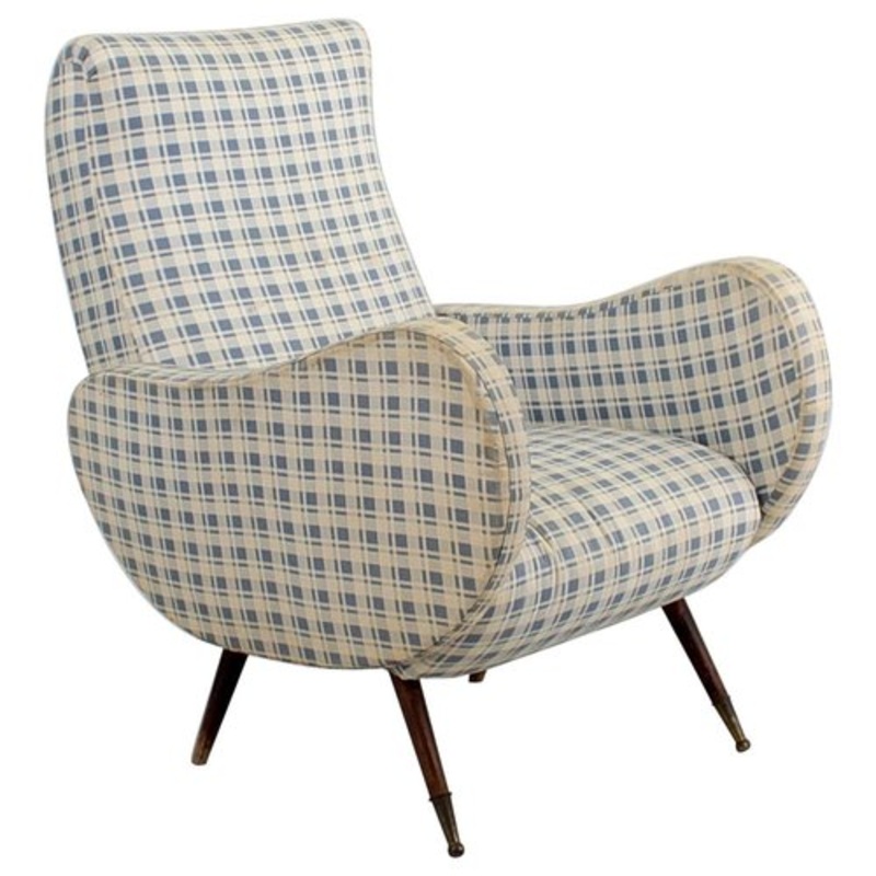 Mid-Century Wood and Fabric Armchair in the style of Marco Zanuso, Italy, 1950s for sale at Pamono