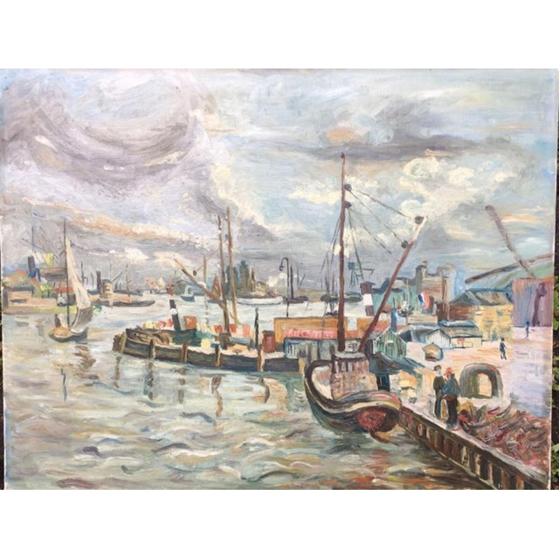 Port, Oil on Canvas for sale at Pamono
