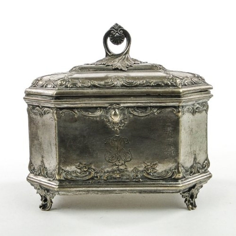 Rococo Sugar Bowl in Plated Brass from Norblin, Warsaw, Poland, 1900s for sale at Pamono