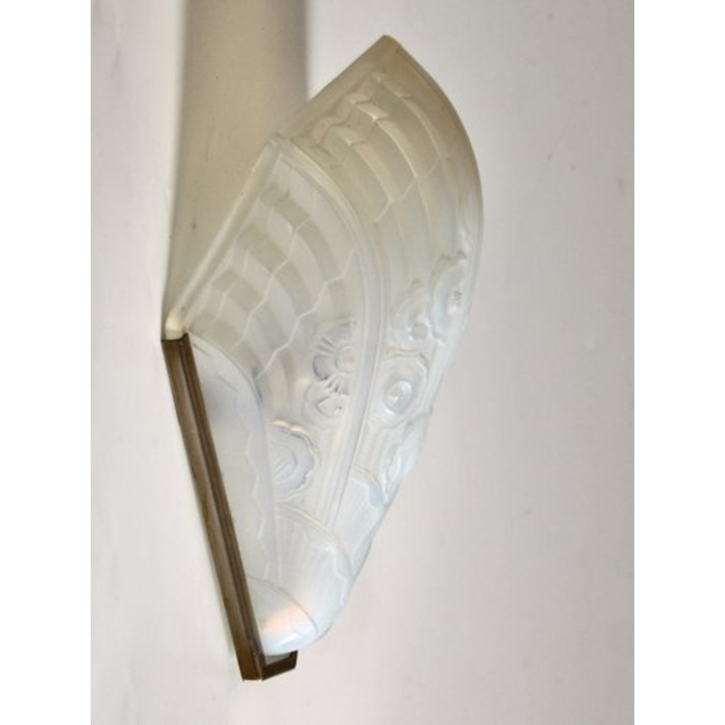 Sconce with Brass and Opal Glass Shade, 1930s for sale at Pamono