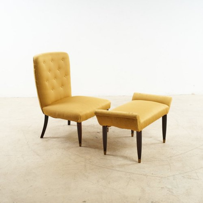 Set of Lounge Chair and Ottoman, 1960s for sale at Pamono