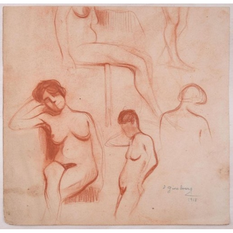 Studies for a Female Standing Nude – Pencil Drawing by D. Ginsbourg – 1918 1918 for sale at Pamono