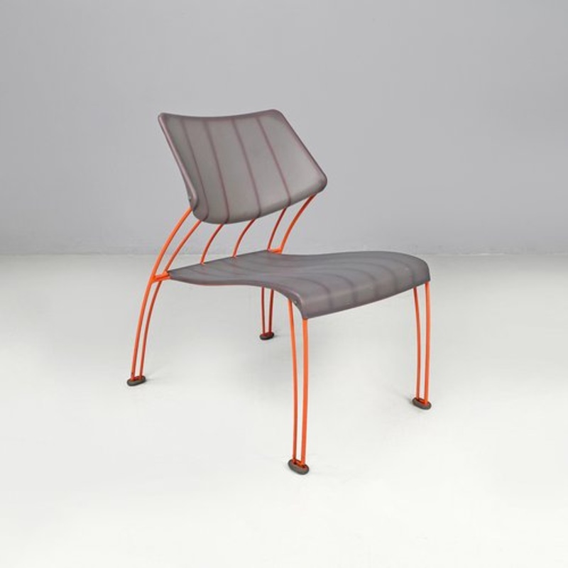 Swedish Postmodern Hasslo Armchair in Orange Metal by Monika Mulder for Ikea, 1990s for sale at Pamono