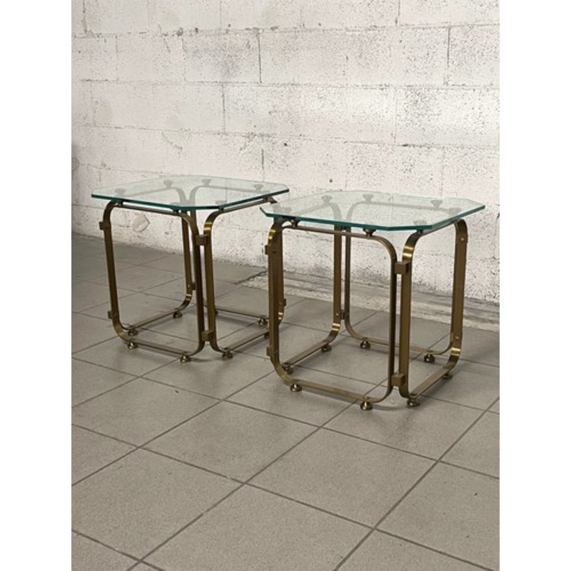 Tables in Brass and Glass, 1970s, Set of 2 for sale at Pamono