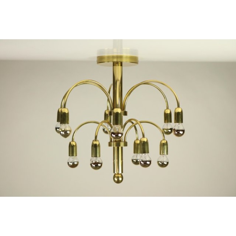 Vintage 12-Light Chandelier by Gaetano Sciolari, 1970s for sale at Pamono