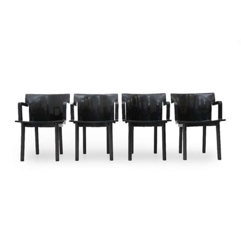 Vintage Black 4870 Chairs by Anna Castelli for Kartell, 1980s, Set of 4 for sale at Pamono