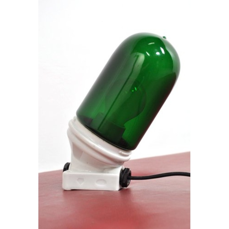 Vintage Porcelain Wall Light in Green, 1960s for sale at Pamono