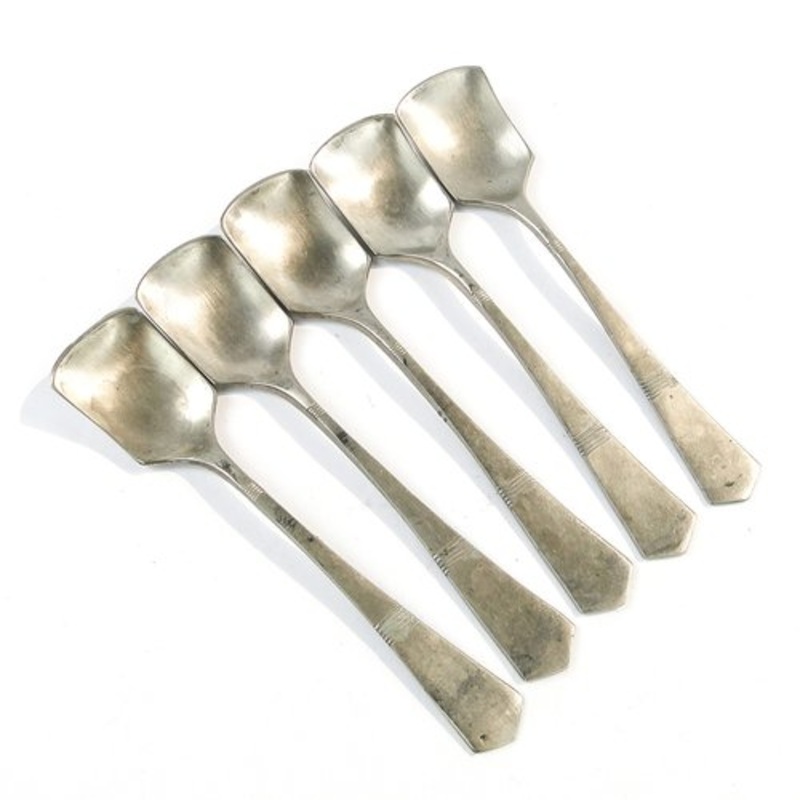 Art Deco Brass Ice Cream Spoons, 1950s, Set of 5 for sale at Pamono