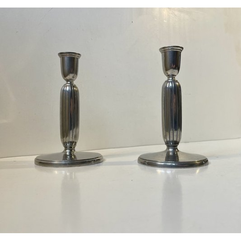 Art Deco Pewter Candlesticks by Just Andersen, 1930s, Set of 2 for sale at Pamono