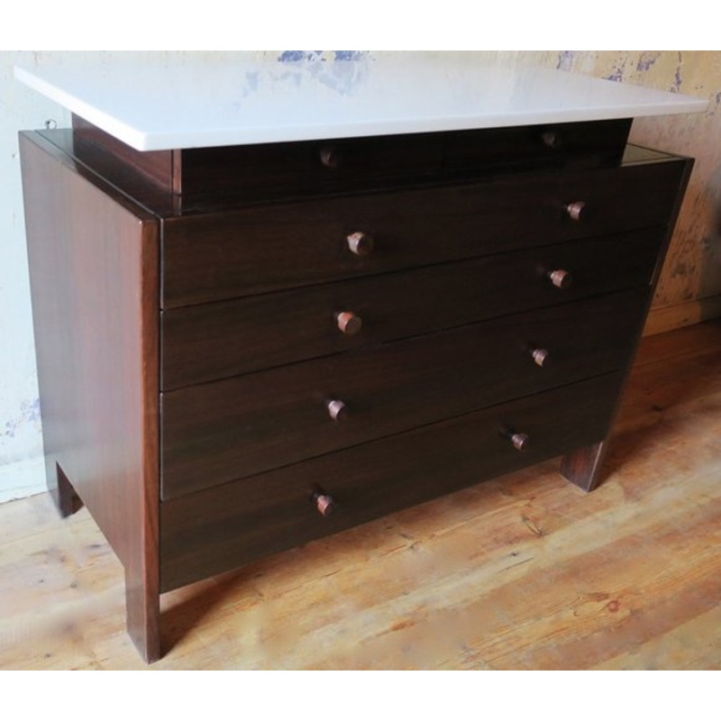 Italian Marble & Mahogany Chest of Drawers, 1960s for sale at Pamono