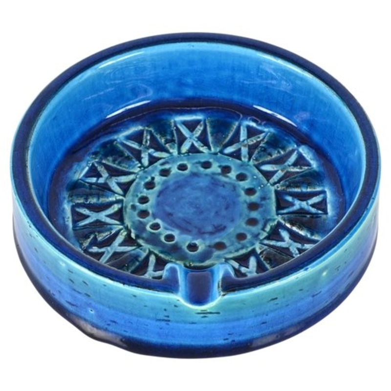 Mid-Century Ashtray in Blue Rimini Ceramic, 1960s for sale at Pamono