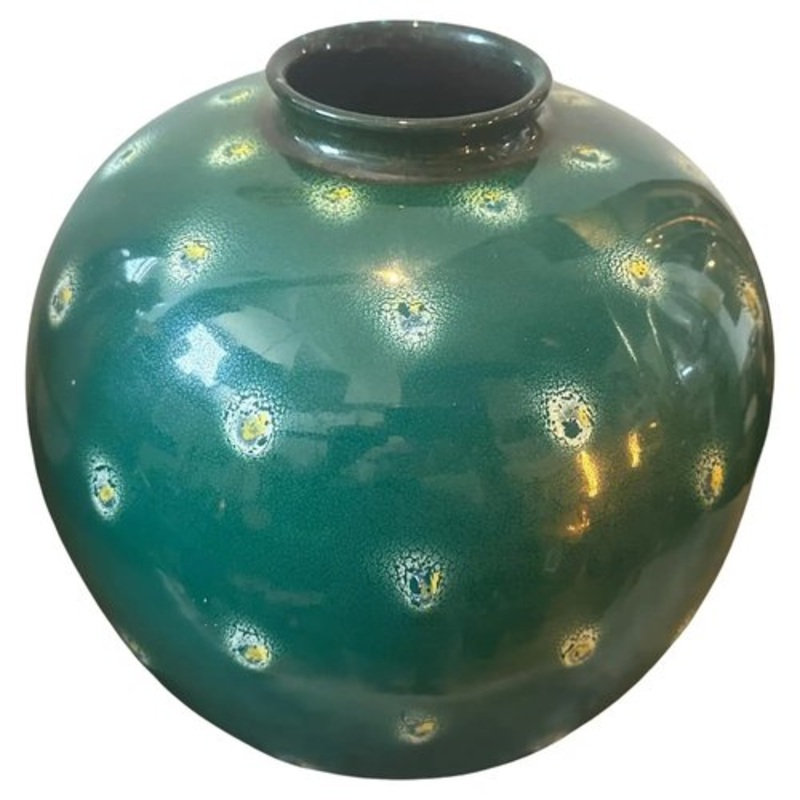Mid-Century Modern Green Ceramic Vase in the style of Gio Ponti, Sicily, Italy, 1955 for sale at Pamono