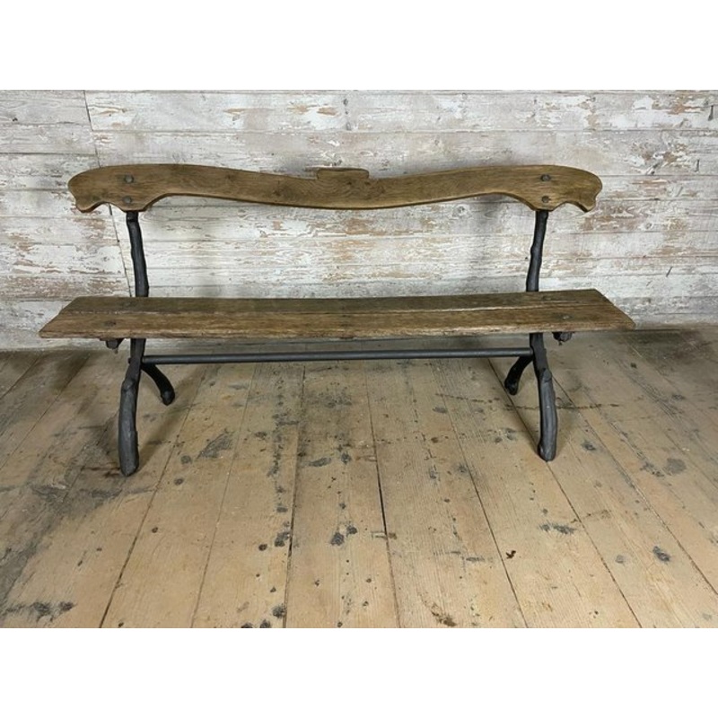 Oak Bench with Cast Iron Legs for sale at Pamono