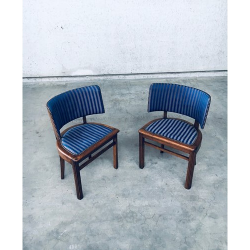 Set of Art Deco Curved Back Side Chairs, France, 1930s for sale at Pamono