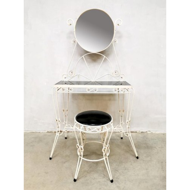 Vintage Italian Dressing Table and Stool Set, 1960s, Set of 2 for sale at Pamono