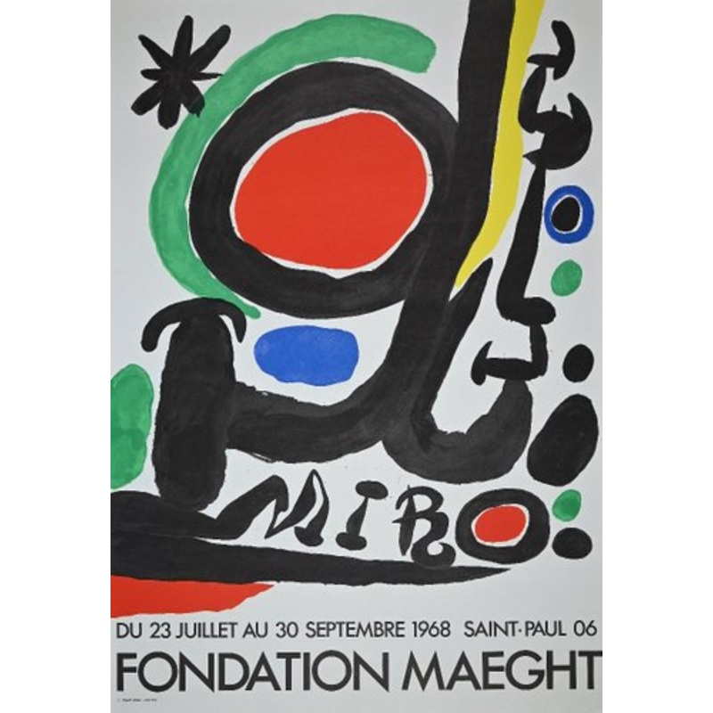 Vintage Mir Exhibition Poster from Galerie Maeght, Offset and Lithograph, 1968 for sale at Pamono