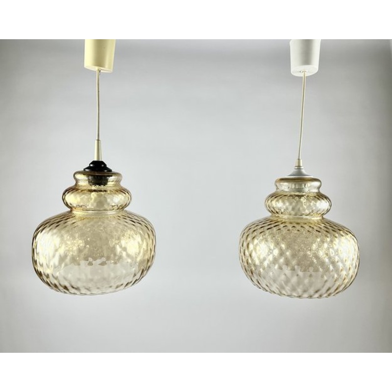 Vintage Pendant Lamp in Iridescent Glass, Germany, 1970s for sale at Pamono