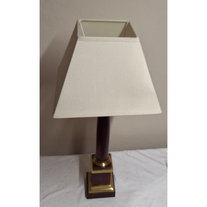 Vintage Table Lamp with Square Base and Original Square Fabric Shade, 1970s for sale at Pamono