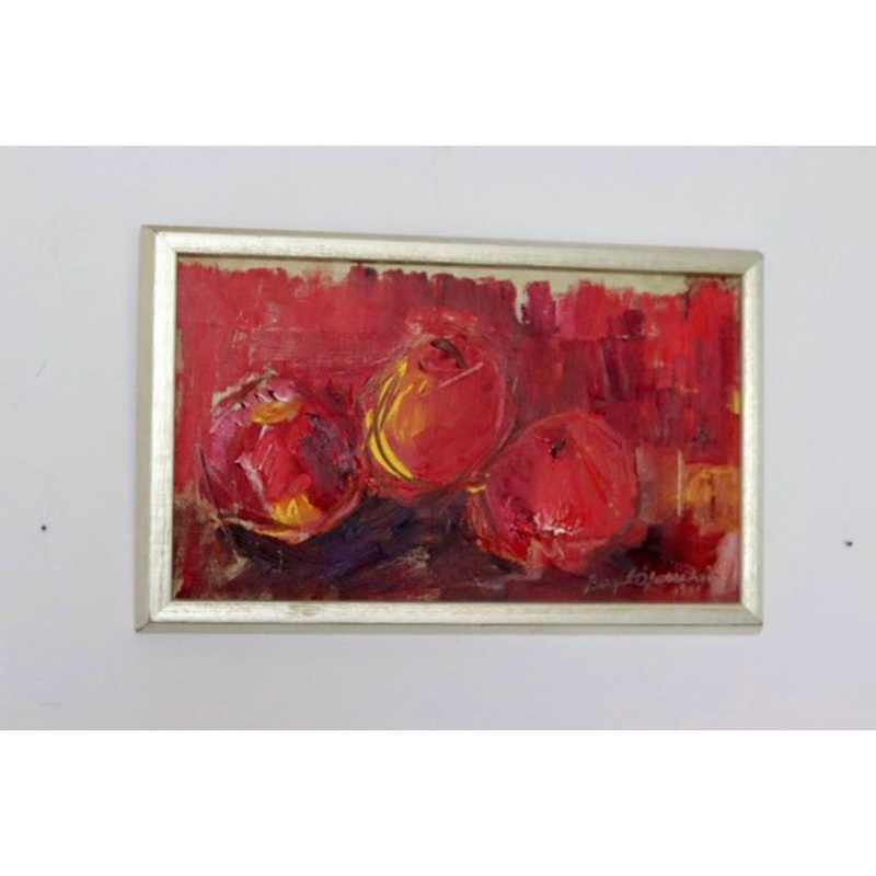 Birgit fverstrm, Still Life with Apples, 1965, Oil on Canvas, Framed for sale at Pamono