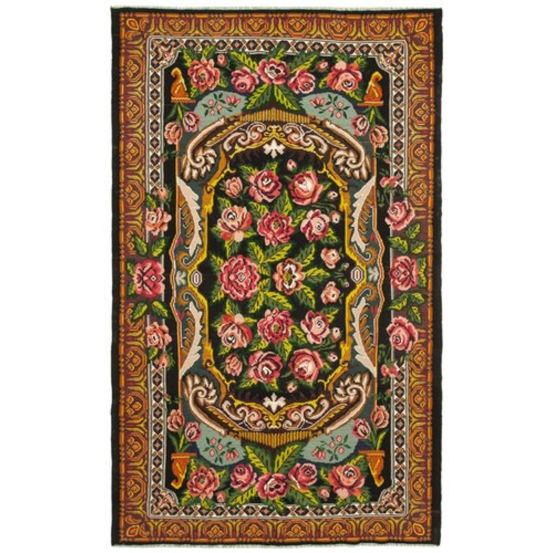 Black Tapestry Hand Knotted Wool Vintage Kilim Carpet for sale at Pamono