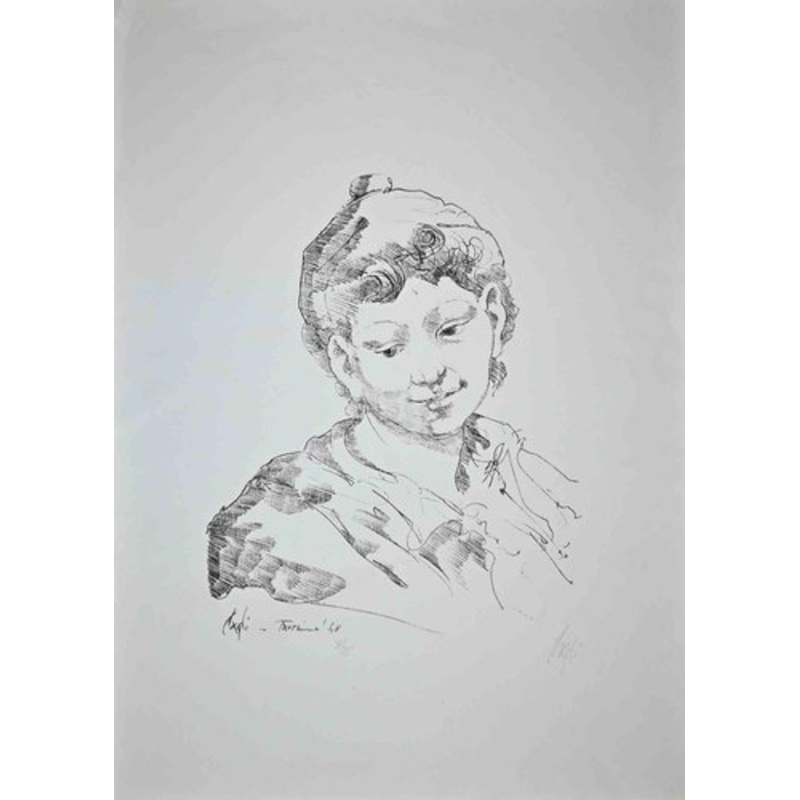 Corrado Cagli, Portrait, Lithograph, 1968 for sale at Pamono