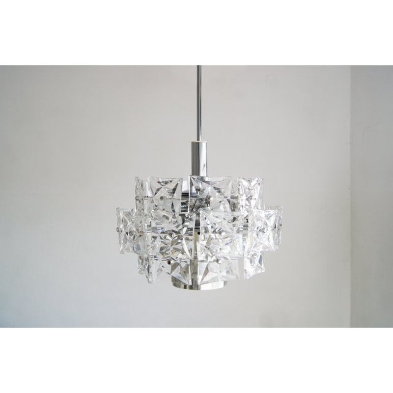 German Chromed Chandelier with Crystals from Kinkeldey, 1960s for sale at Pamono