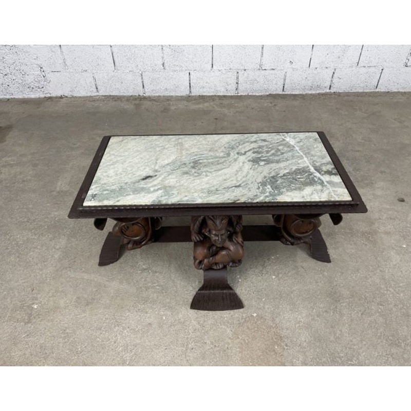 Iron and Marble Coffee Table by Jean-Maurice Rostchild, 1950s for sale at Pamono
