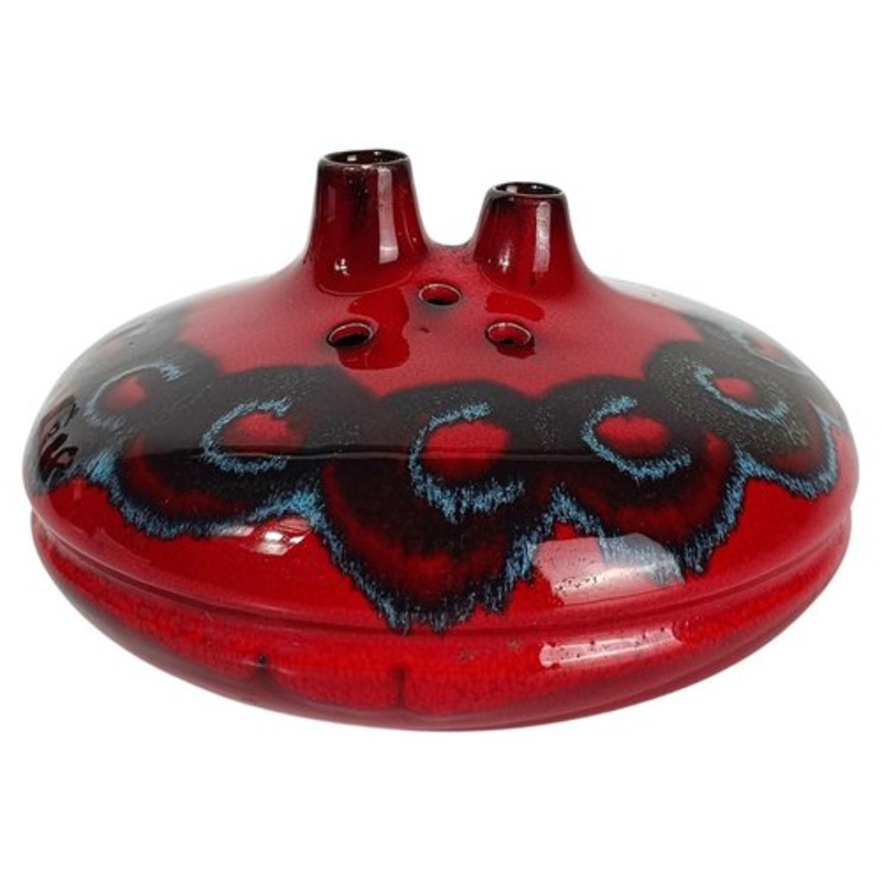 Mid 20th Century Modern Italian Vase Handcrafted in Red Enamel Ceramic, 1960s for sale at Pamono