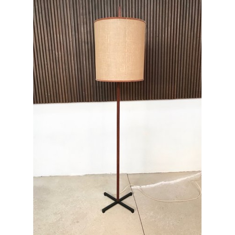 Mid-Century German Teak and Steel Floor Lamp, 1960s for sale at Pamono